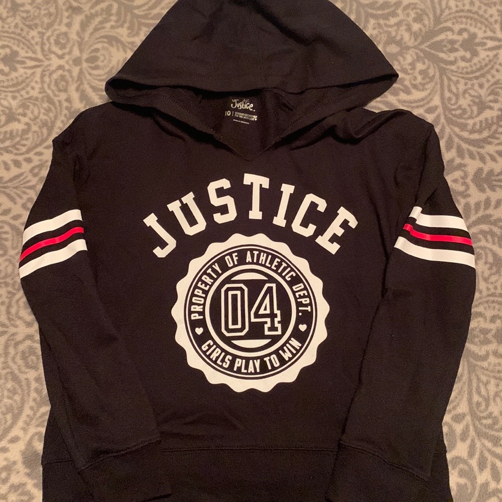 Black justice hoodie size 10